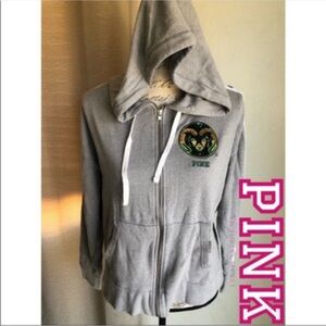 PINK Victoria's Secret Rams Gray Zip-Up Hoodie